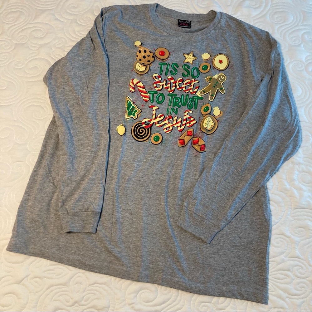 2XL “Tis so sweet to Trust in Jesus” Christmas long sleeve tshirt